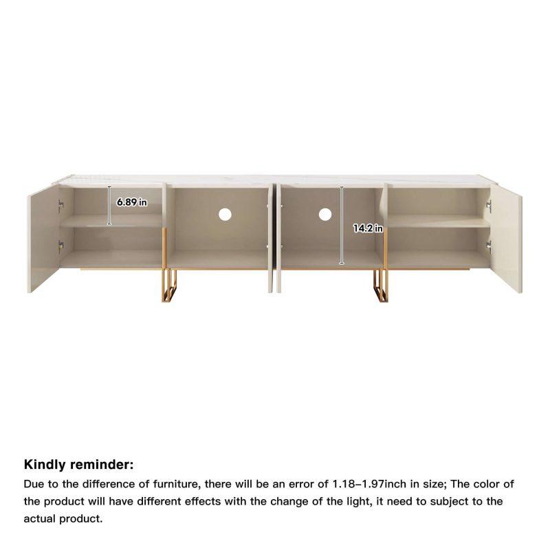 JASIWAY 86.6" Media Console TV Stand for TVs up to 88" Faux Marble Top with Storage