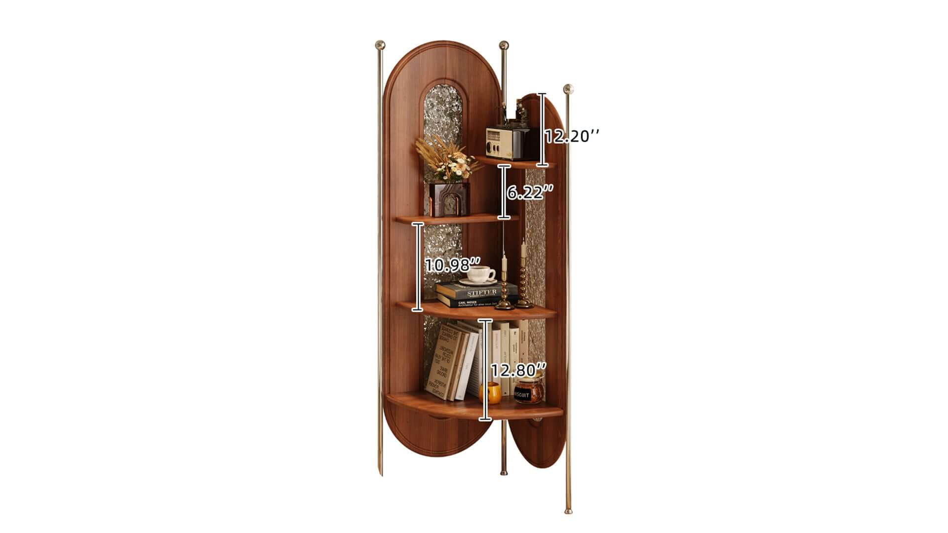 Dimension of Solid Wood Corner Cabinet Retro Style Triangle Bookshelf
