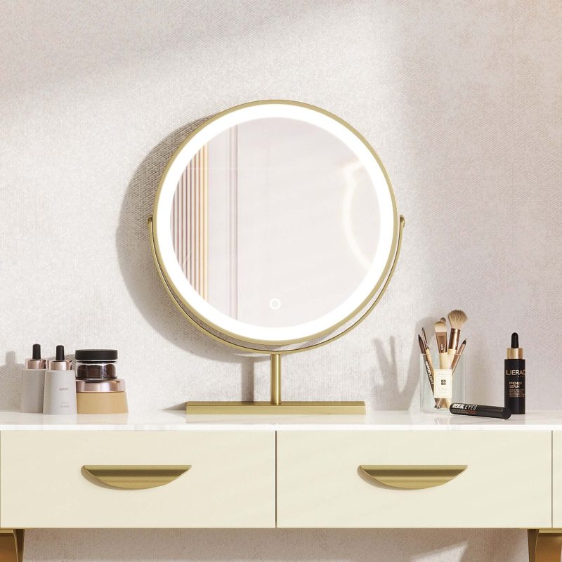 JASIWAY Luxury Vanity Set Makeup Table with 2 Drawers & Mirror & Stool