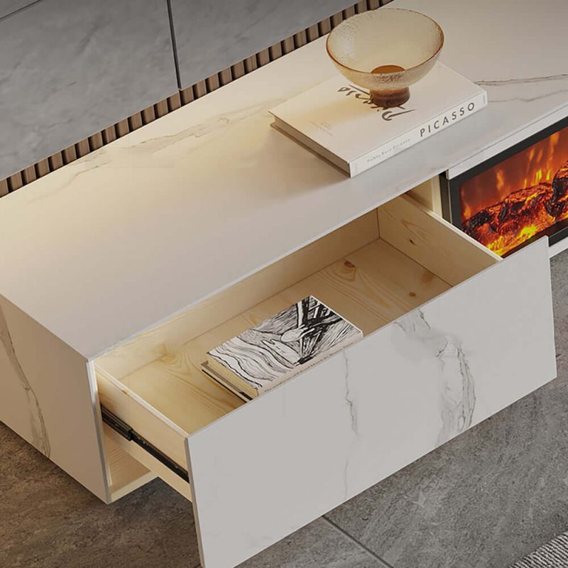 JASIWAY Electric Fireplace Wood Storage TV Stand 70.8" & 78.7" Options