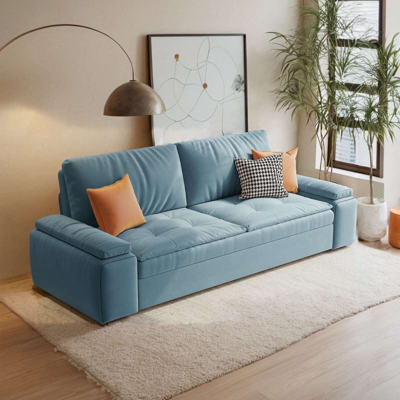 JASIWAY Modern Convertible Sleeper Sofa Bed with Storage Pull Out