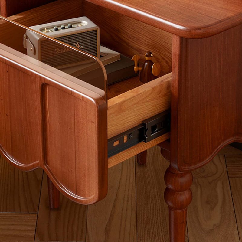 JASIWAY Solid Wood Bedside Table Storage Cabinet for Bedroom