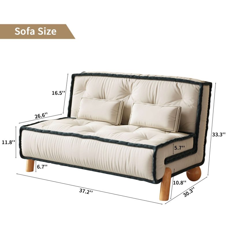 JASIWAY Convertible Armless Sleeper Sofa Bed Single Chair with Solid Wood Legs