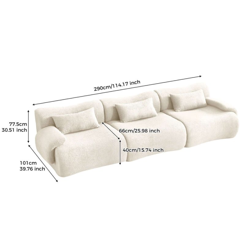 JASIWAY Modern Teddy Velvet Upholstered Sectional Sofa Modular Sofa