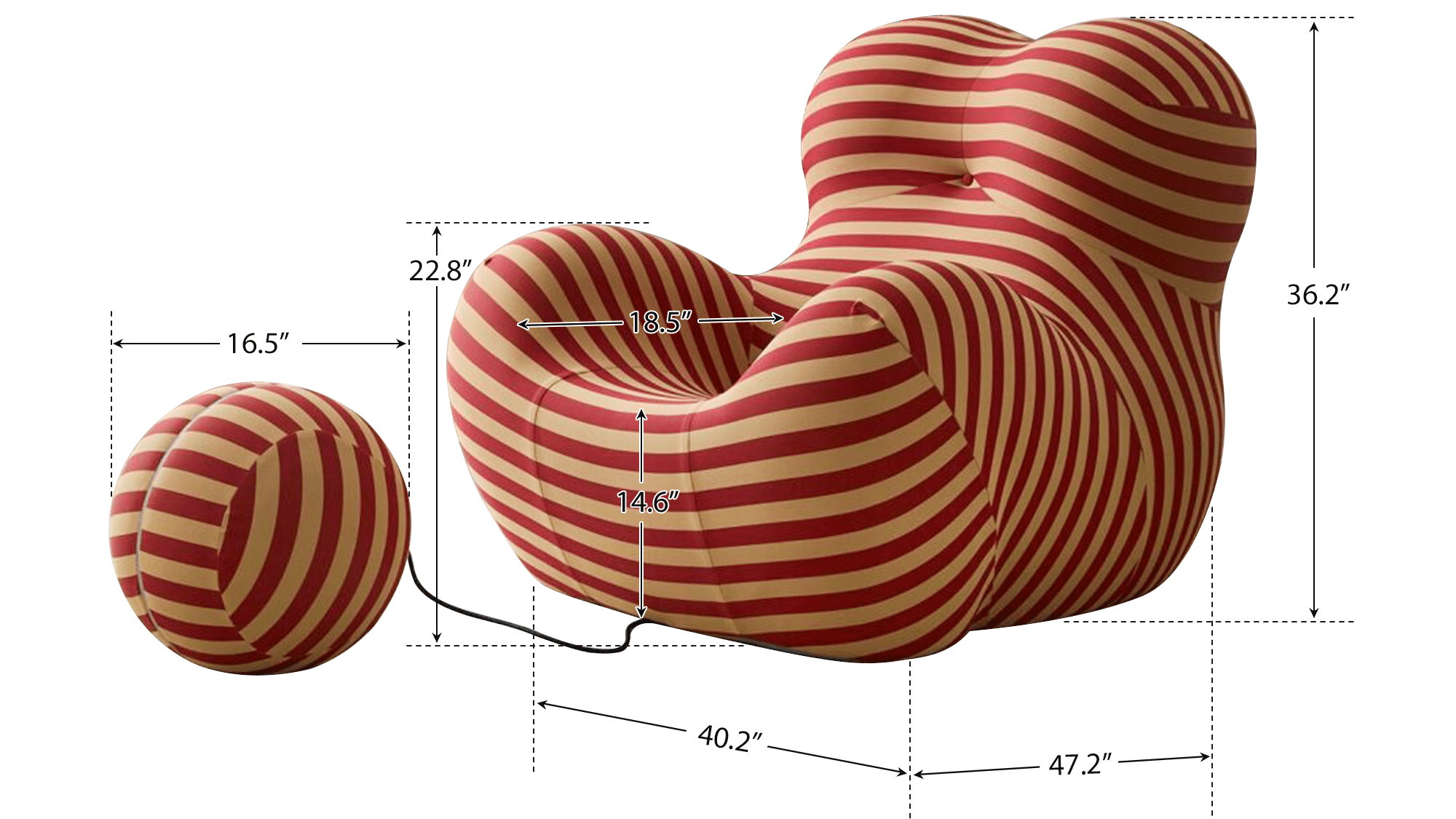 Dimension of Creative Single Lounge Sofa Chair with Ottoman