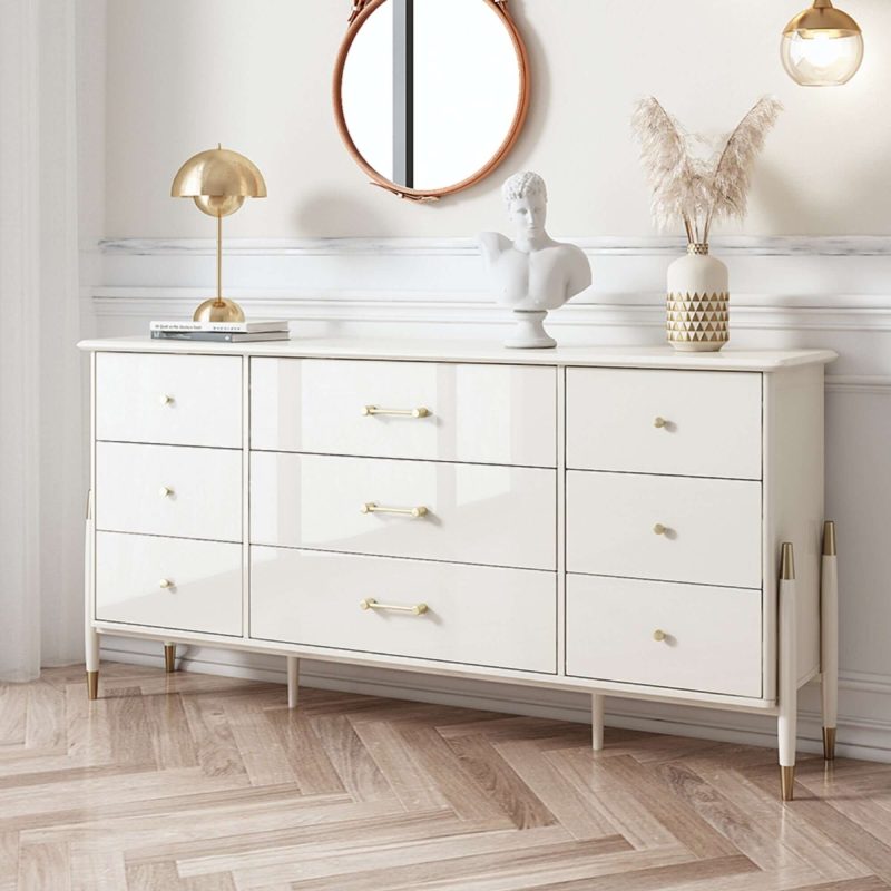 JASIWAY Beige Storage Cabinet with Drawers