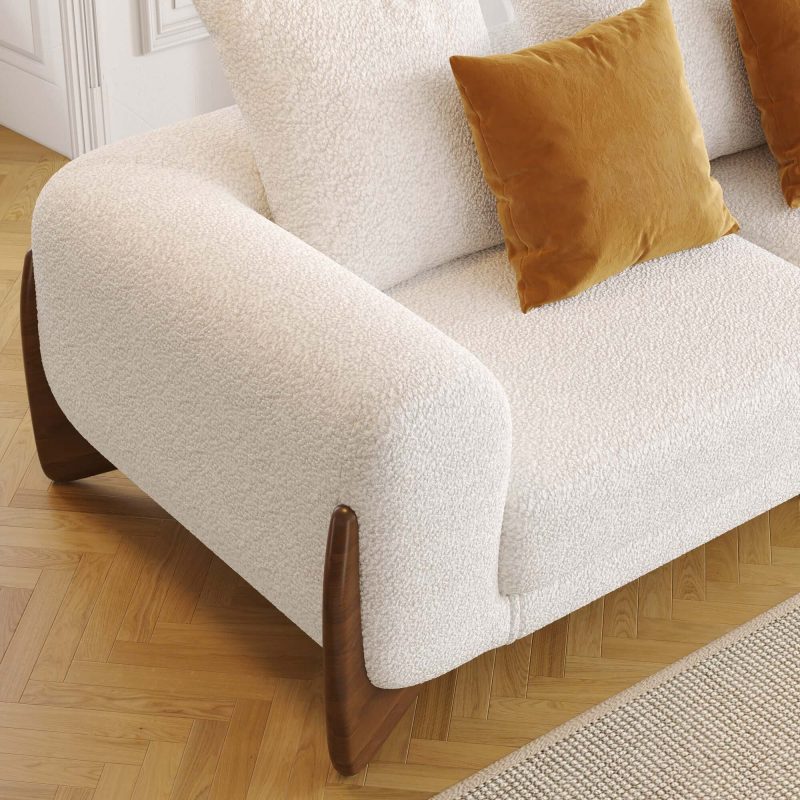 JASIWAY 89 Inches Modern 3 seater sofa with Solid Wood Legs