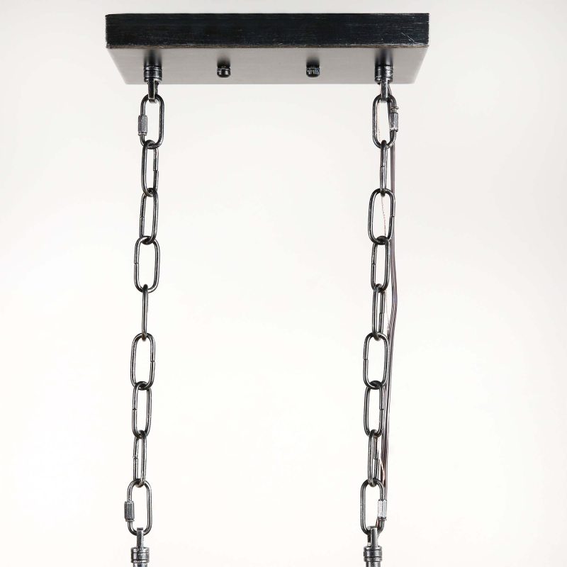 JASIWAY 4-light Rectangle Farmhouse Pendant with Wood Accents