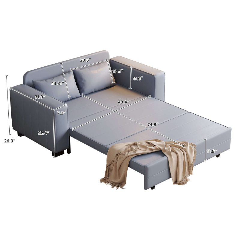 JASIWAY 63" Pull-out Sleeper Sofa Bed with Storage