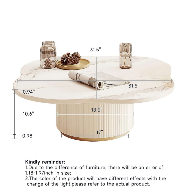 JASIWAY Modern White Slate Tea Table Table Side Combination for Living Room