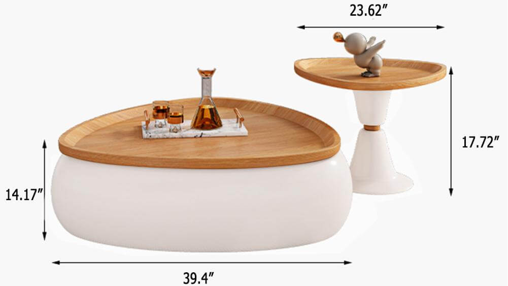 Dimension of Triangular coffee table & side table set