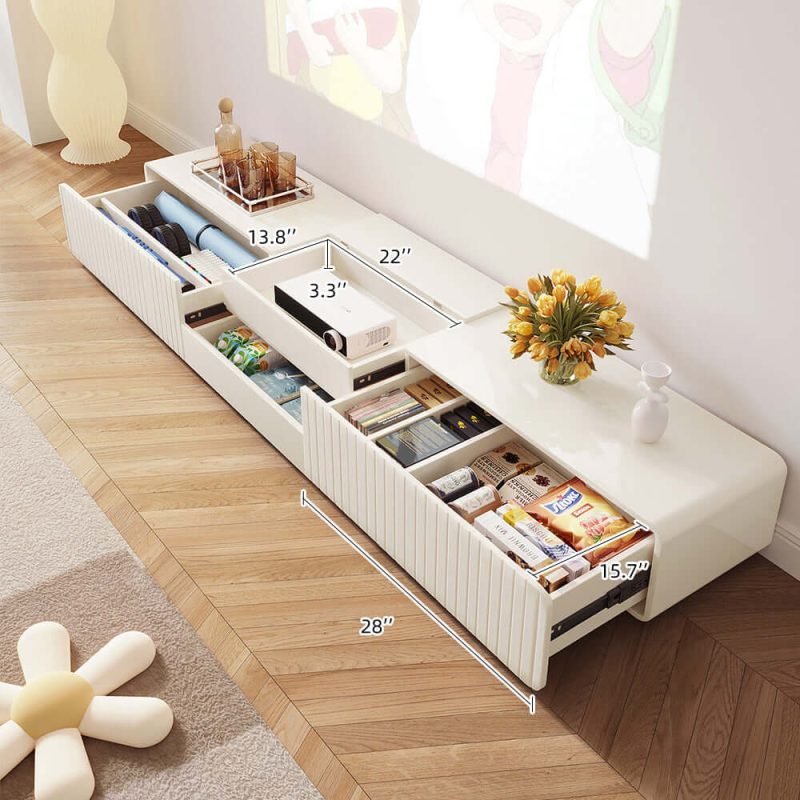 JASIWAY Minimalist Beige TV Stand & Entertainment Center with Storage Drawers