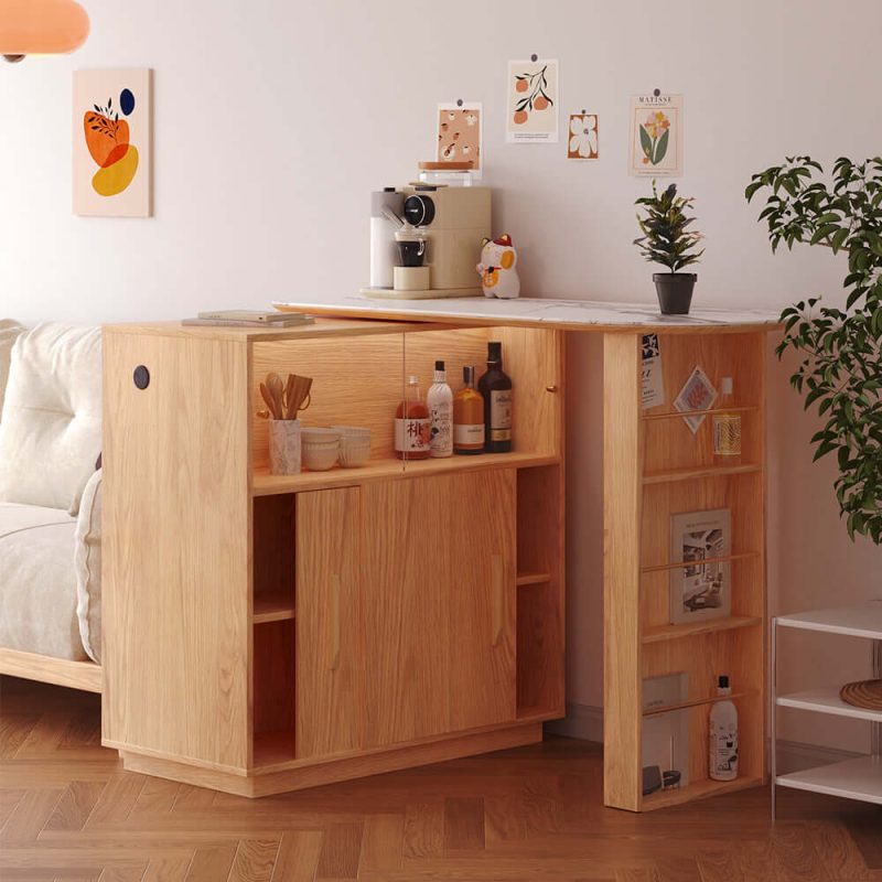 JASIWAY Expandable Solid Wood Bar Table