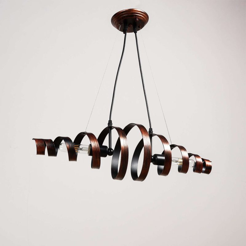 JASIWAY 2-Light Spiral Chandelier Pendant Spring Shaped Metal Suspension