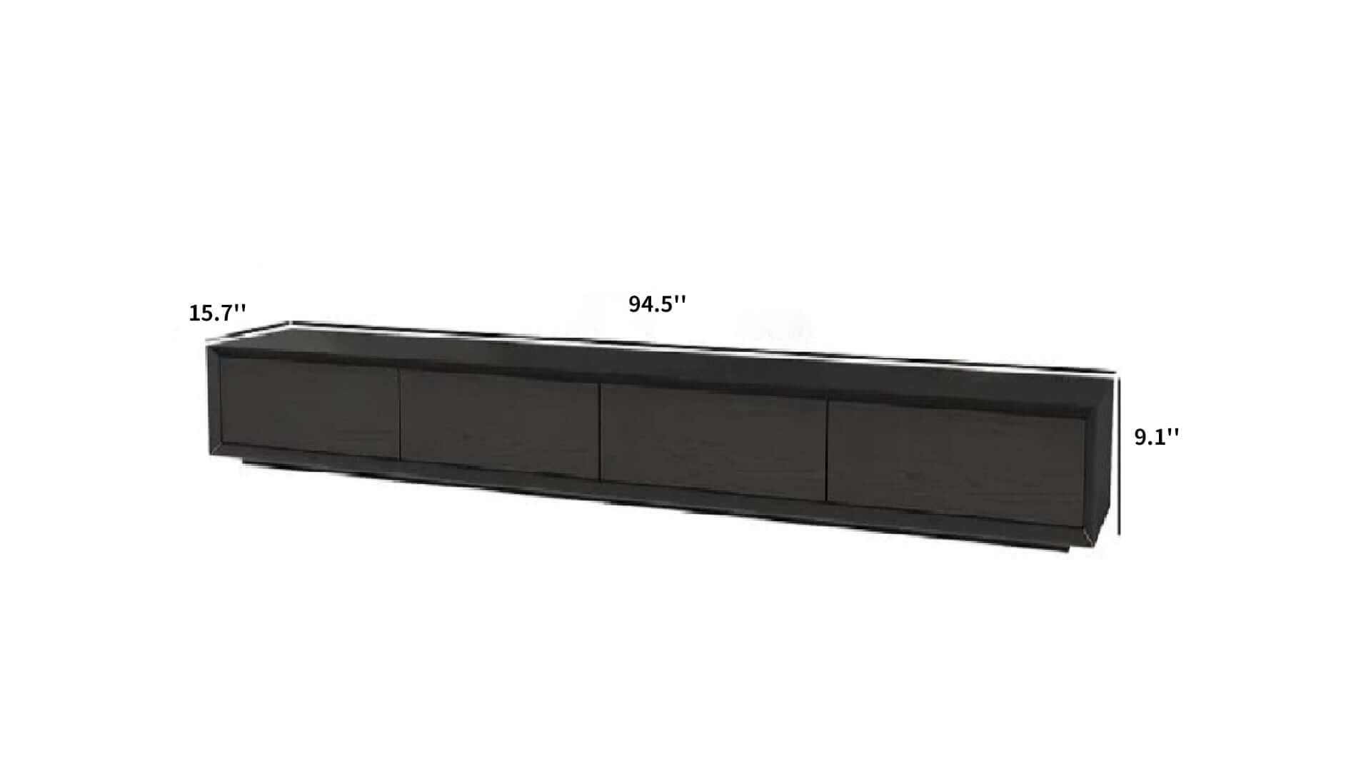 Dimension of Modern Black Rectangular TV Stand Wood Media Console 4 Drawers for TVs Up to 88"
