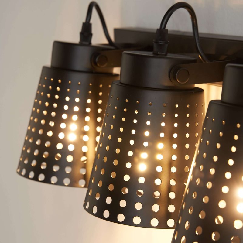 JASIWAY 3-Light Retro Iron Hollow Adjustable Black Industrial Style Plug in Wall Sconce Lighting
