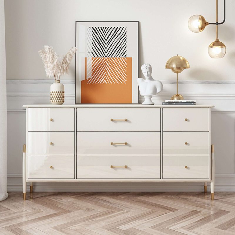 JASIWAY Beige Storage Cabinet with Drawers