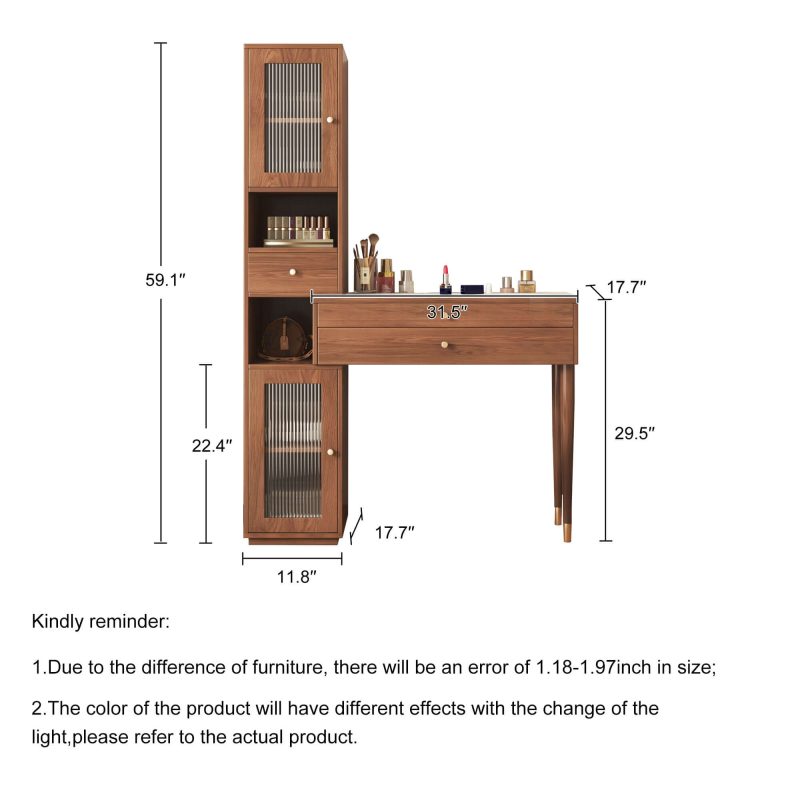 JASIWAY Makeup Vanity with Storage Cabinets & Open Storage & Drawers