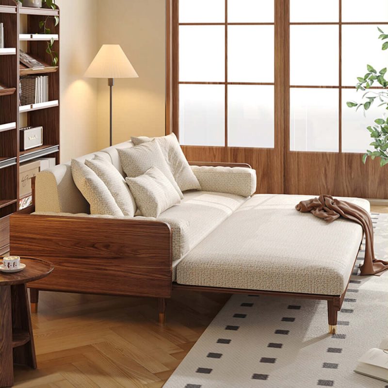 JASIWAY 3 Seater Sofa Bed with Wooden Frame – Pull-Out Design, Modern Convertible Couch