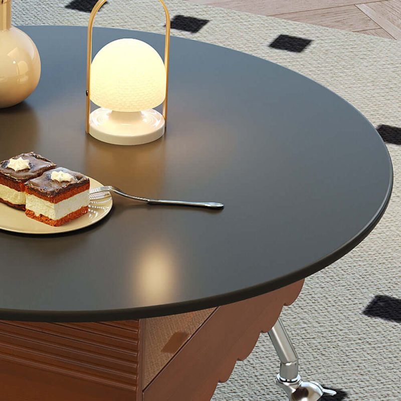 JASIWAY Retro Round Coffee Table with Multi-functionality Adjustable Height and Mobility