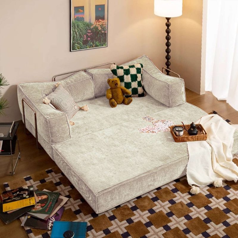 JASIWAY Corduroy Fabric 78.7" Compressed Sofa Bed Free DIY Couch with 3 Stainless Steel Frames