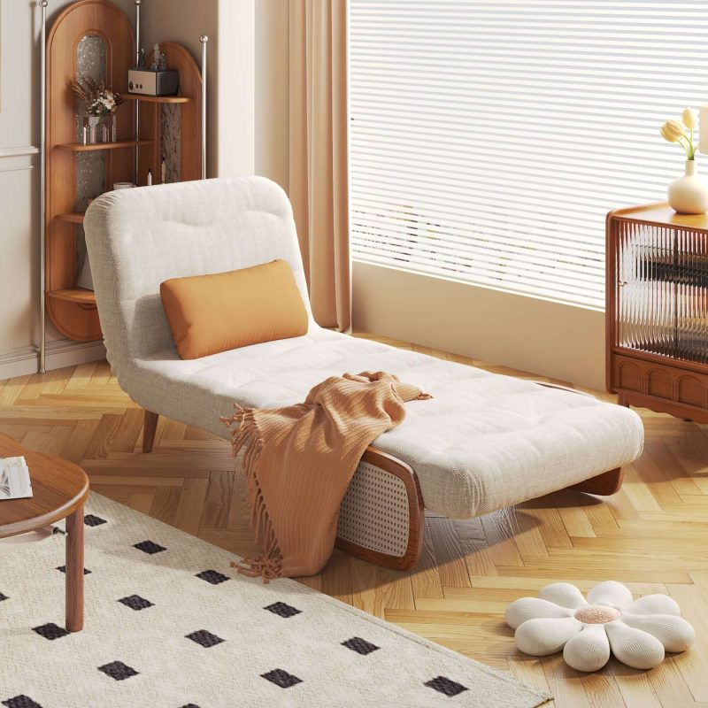 JASIWAY 3-in-1 Beige Folding Sofa Bed Cotton & Linen Convertible Sofa
