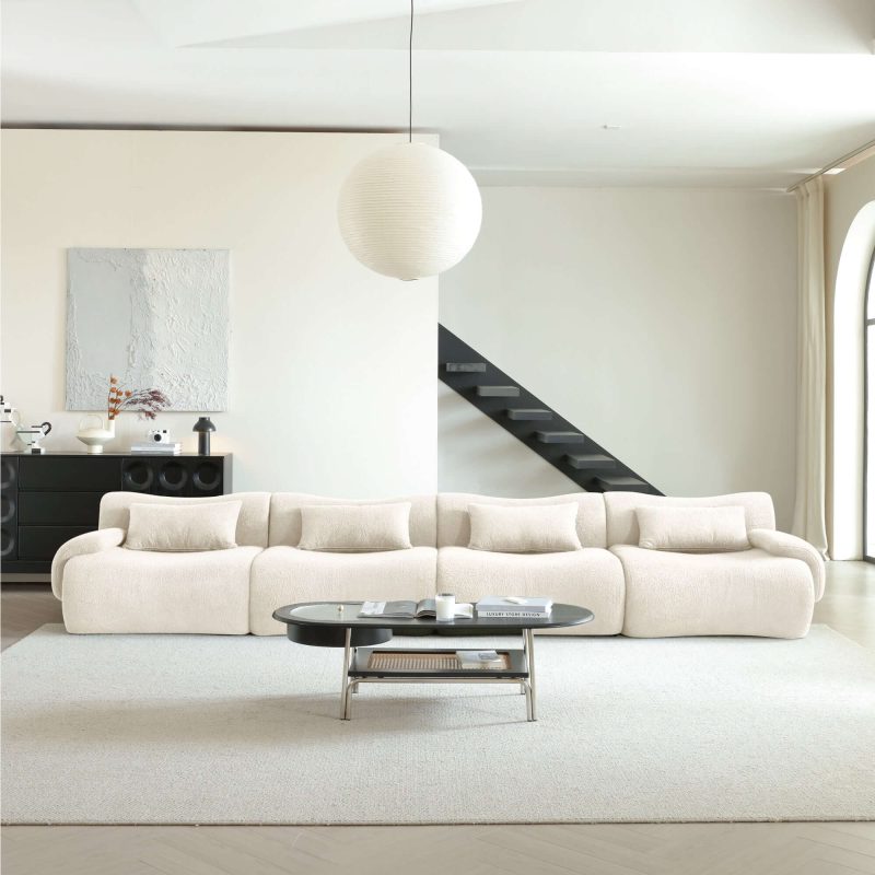 JASIWAY Modern Teddy Velvet Upholstered Sectional Sofa Modular Sofa