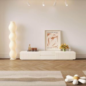 JASIWAY Minimalist Beige TV Stand & Entertainment Center with Storage Drawers