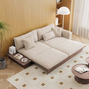 JASIWAY Modern Pull-Out Floor Sofa Bed with Reversible Armrests & Lift-Top Storage