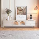 JASIWAY Modern Wood TV Stand Cabinet with Glass Door