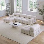 JASIWAY Velvet 4 Seaters Facing Sofa & Chaise