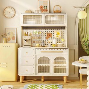 JASIWAY Wood Sideboard Perforated Storage Cabinet