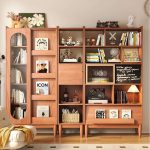 JASIWAY Wooden Bookcase Combo Multifunctional Storage and Display Cabinet