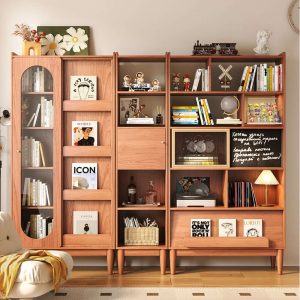 JASIWAY Wooden Bookcase Combo Multifunctional Storage and Display Cabinet