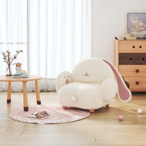 JASIWAY Little Bunny Kids Sofa Stool Teddy Fleece