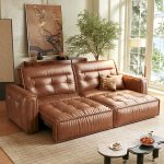 JASIWAY Smart Electric Leather Sofa Bed Couch - Vintage-Style Recliner Design