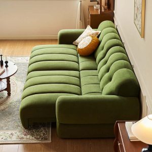 JASIWAY 101.18" Smart Electric Reclining Sofa–Extendable Green Microfiber Velvet Couch