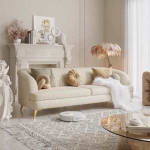 JASIWAY 3-Seat Modern Tufted Velvet Sofa with Metal Feet