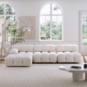 JASIWAY Velvet  3 Seaters Left or Right Hand Facing Sofa & Chaise