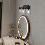 JASIWAY 3-Light Metal Frame Modern Wall Sconce with Clear Glass Shades  Vanity Lights Over Mirror