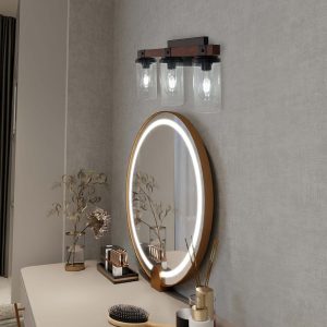JASIWAY 3-Light Metal Frame Modern Wall Sconce with Clear Glass Shades  Vanity Lights Over Mirror