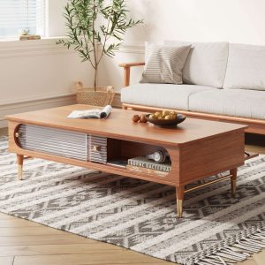 JASIWAY Rectangular Wooden Storage Coffee Table for Living Room