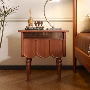 JASIWAY Solid Wood Bedside Table Storage Cabinet for Bedroom