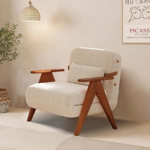 JASIWAY Foldable Reclining Sofa with Armrest  Cotton Linen