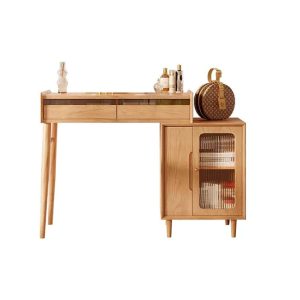 JASIWAY Modern Wooden Dressing Table with Convenient Storage Drawers & Side Cabinet Included
