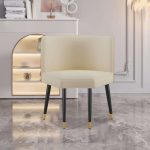 JASIWAY Modern White Faux Leather Upholstered Dining Chairs with Metal Leg (Set of 2)
