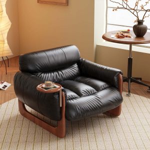 JASIWAY Single Leather Leisure Sofa with Black & Brown Options