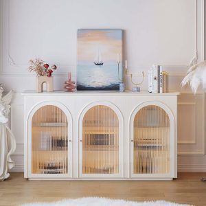 JASIWAY 62.99“ Beige Side Cabinet Large Storage Space