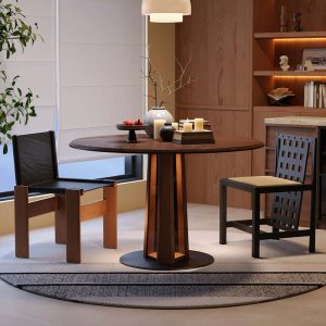 Hausfurn Nordic Style Solid Wood Fold Square Extendable Round Dining Table with LED Light