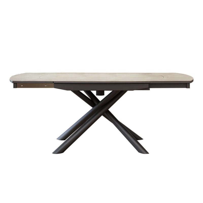 Hausfurn Modern Rectangular Rock Slab Extendable Dining Table for 6 Person
